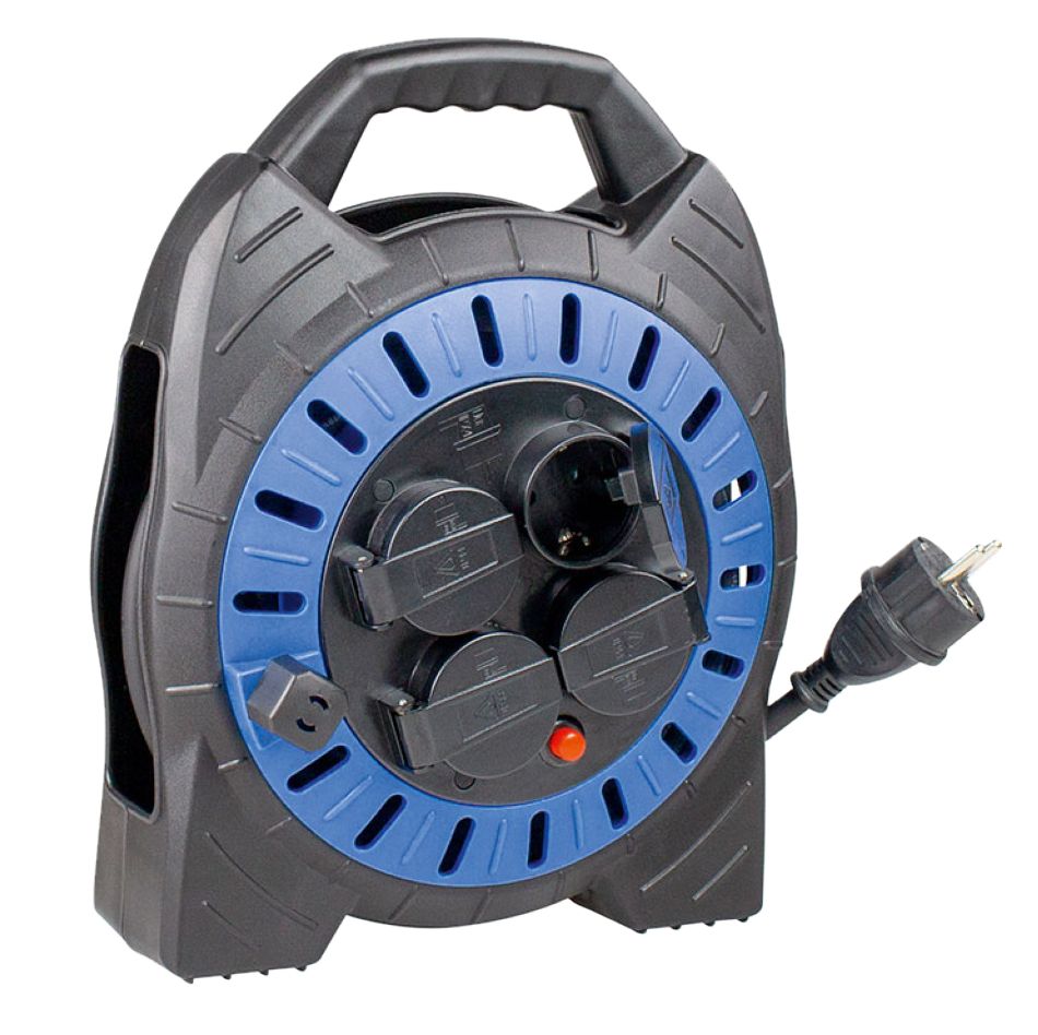 Schwabe 16151 Kunststoffkabeltrommel 230V/16A IP44 Neopren H07RN-F 3G1,5 Schwarz/Blau 15m