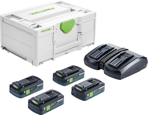 Festool Zubehör 577104 Energieset SYS 18V 4x4.0/TCL6 DUO- 4 x Akkupack und Ladegerät im Systainer